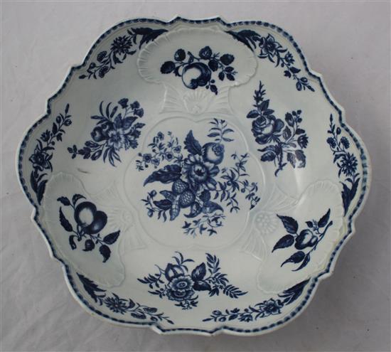 A Worcester Pine Cone pattern junket dish, c.1775, diameter 24.5cm